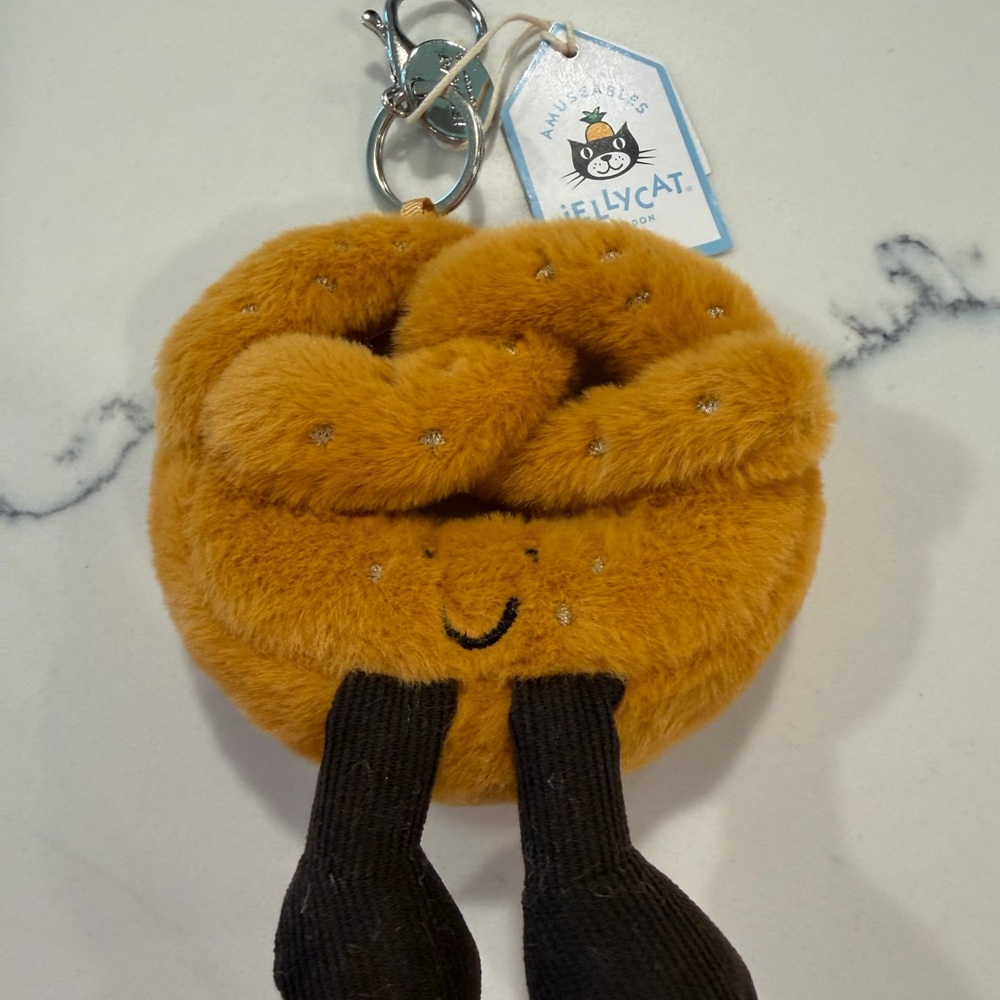 Jellycat Plush Pretzel bag charm - brand new so soft